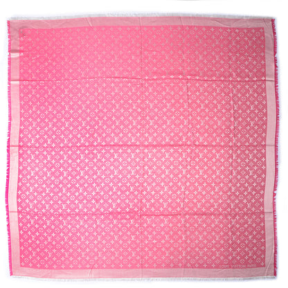 Louis Vuitton Silk Wool Monogram Denim Shawl Pivoine 3 of 5