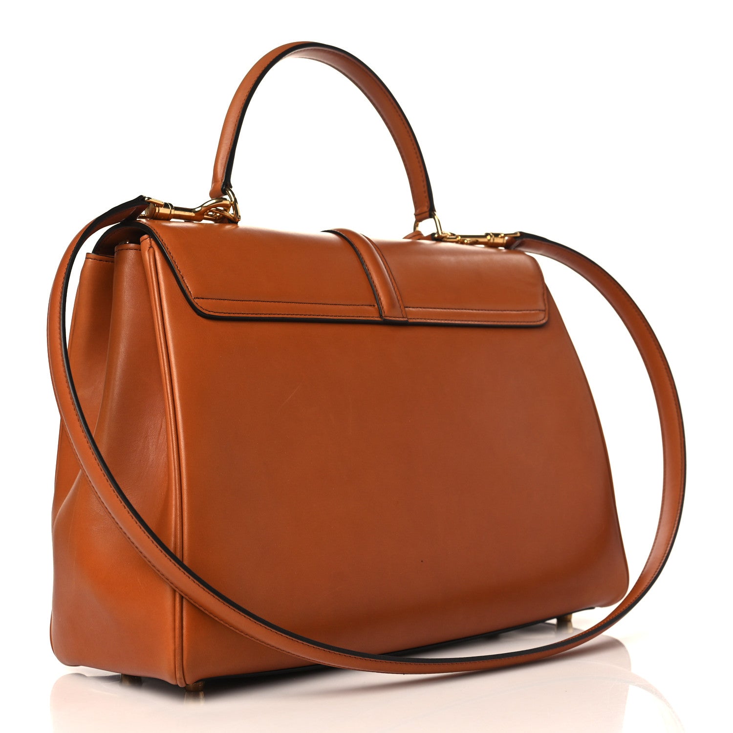 Celine Satinated Calfskin Medium 16 Top Handle Bag Tan 2 of 10