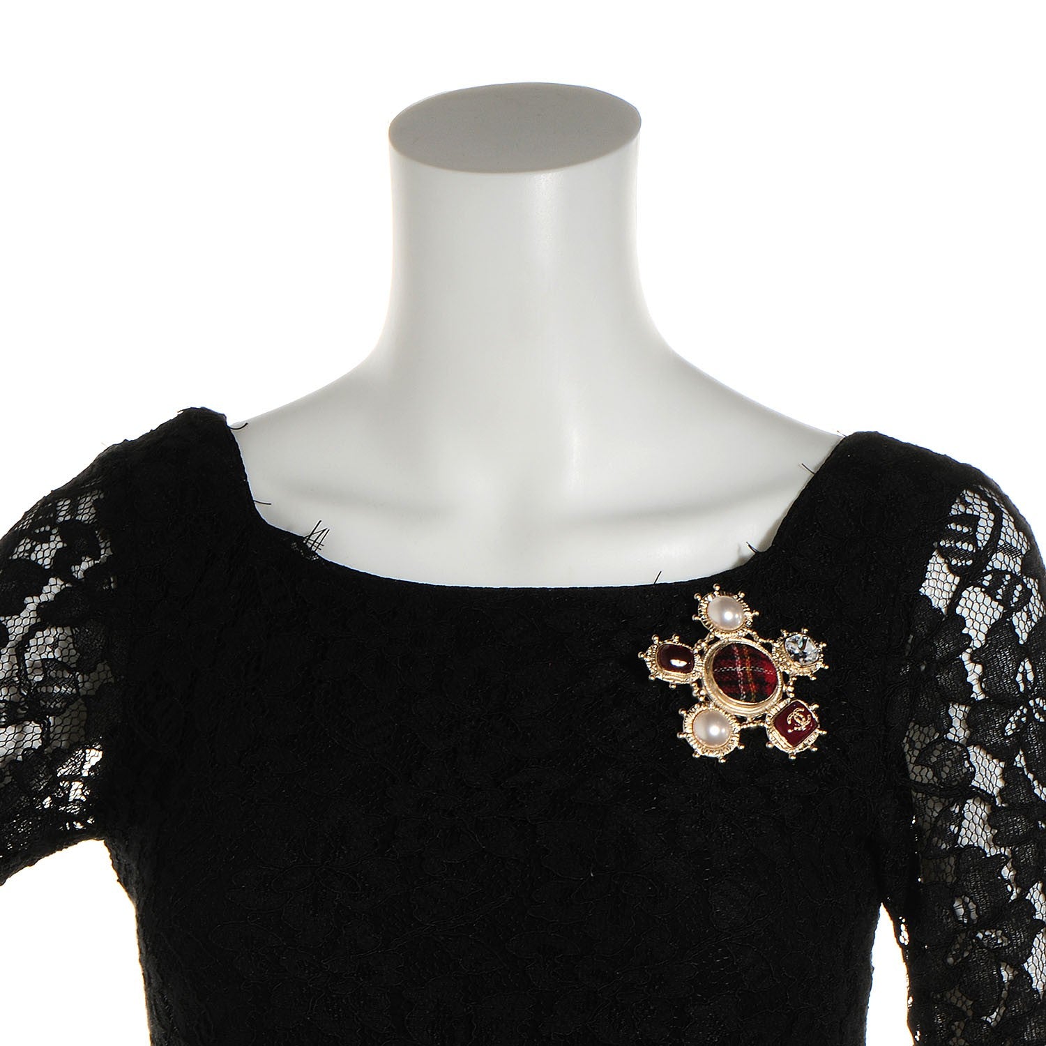 Chanel Gripoix Crystal Pearl Brooch Gold 2 of 5