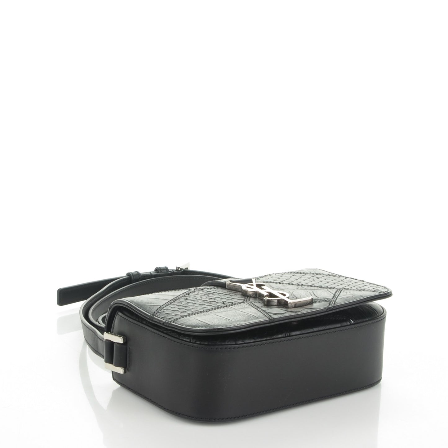 Reptile Calfskin Embossed Patchwork Small Classic Monogram Universite Bag Black