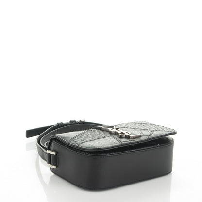 Saint Laurent Reptile Calfskin Embossed Patchwork Small Classic Monogram Universite Bag Black 4 of 6
