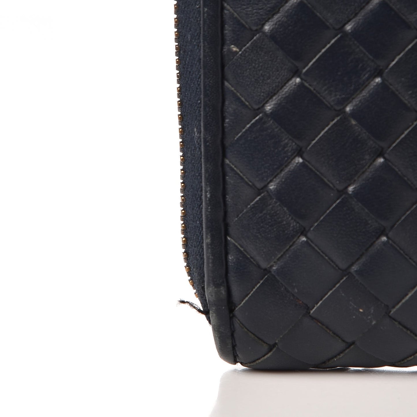 Nappa Intrecciato Zip Around Wallet Denim