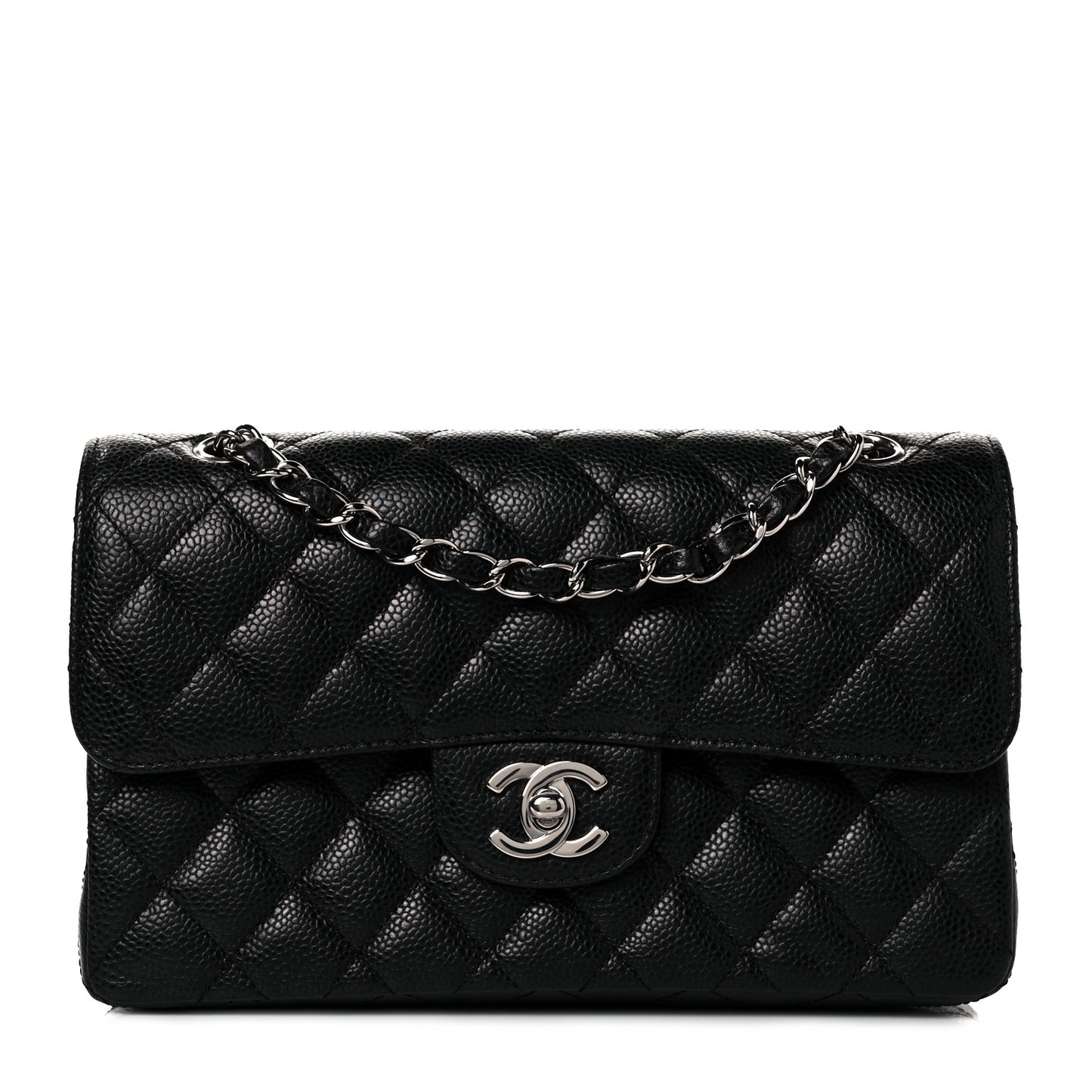 Caviar Quilted Small Double Flap Black