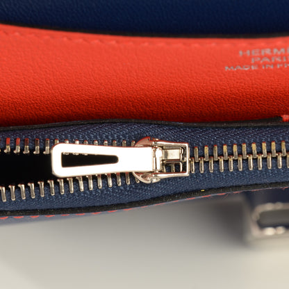 Hermes Evercolor Bi Color Compact Dogon Wallet Bleu Saphir Capucine 3 of 12