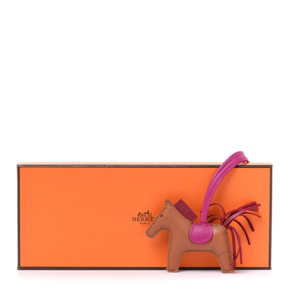 Hermes Milo Lambskin Grigri Rodeo Horse Bag Charm PM Sesame Grenat Rose Poupre 4 of 4