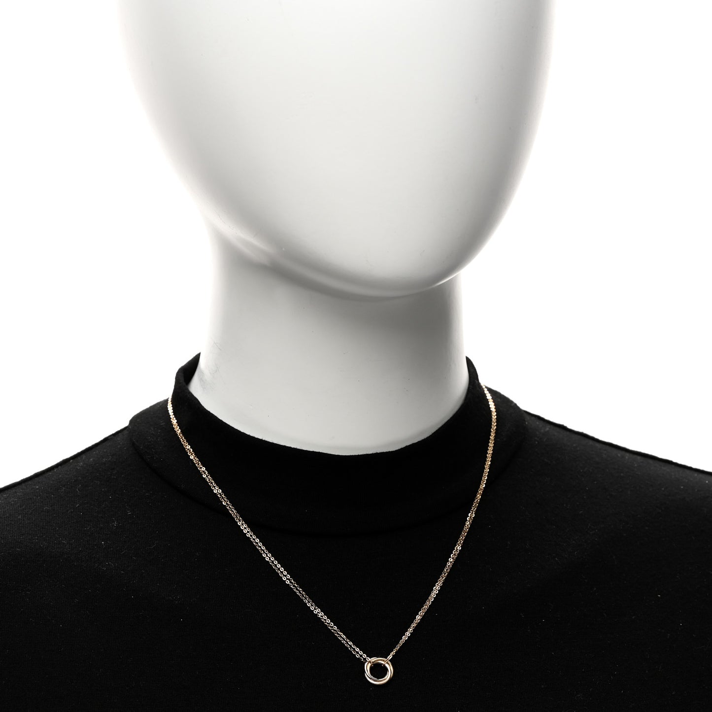 18K Pink Yellow White Gold Trinity Double Chain Pendant Necklace