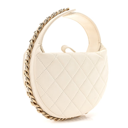 Chanel Lambskin Quilted Chain Around Pouch Hobo White 3 of 11
