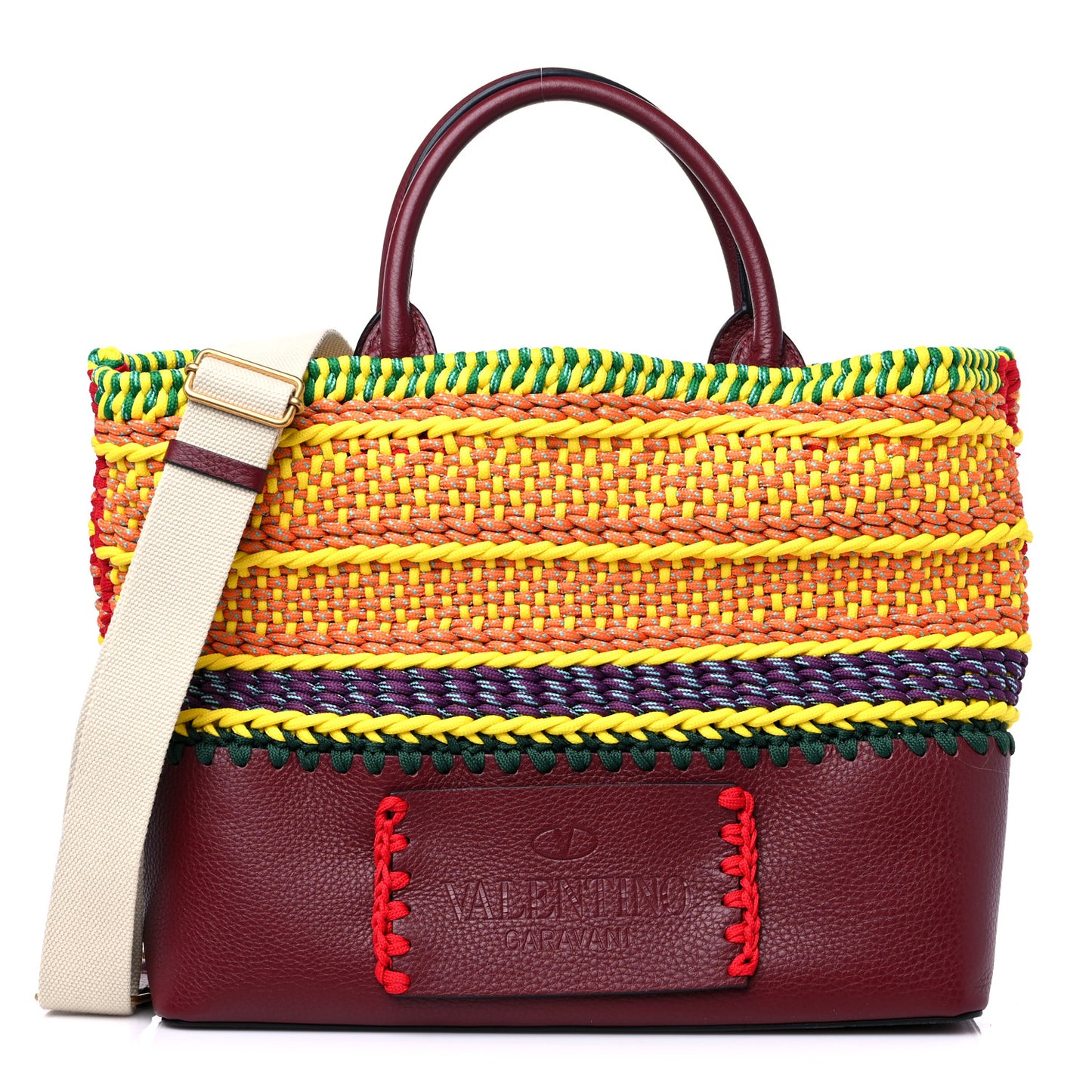 Calfskin Fabric Crochet Tote Multicolor