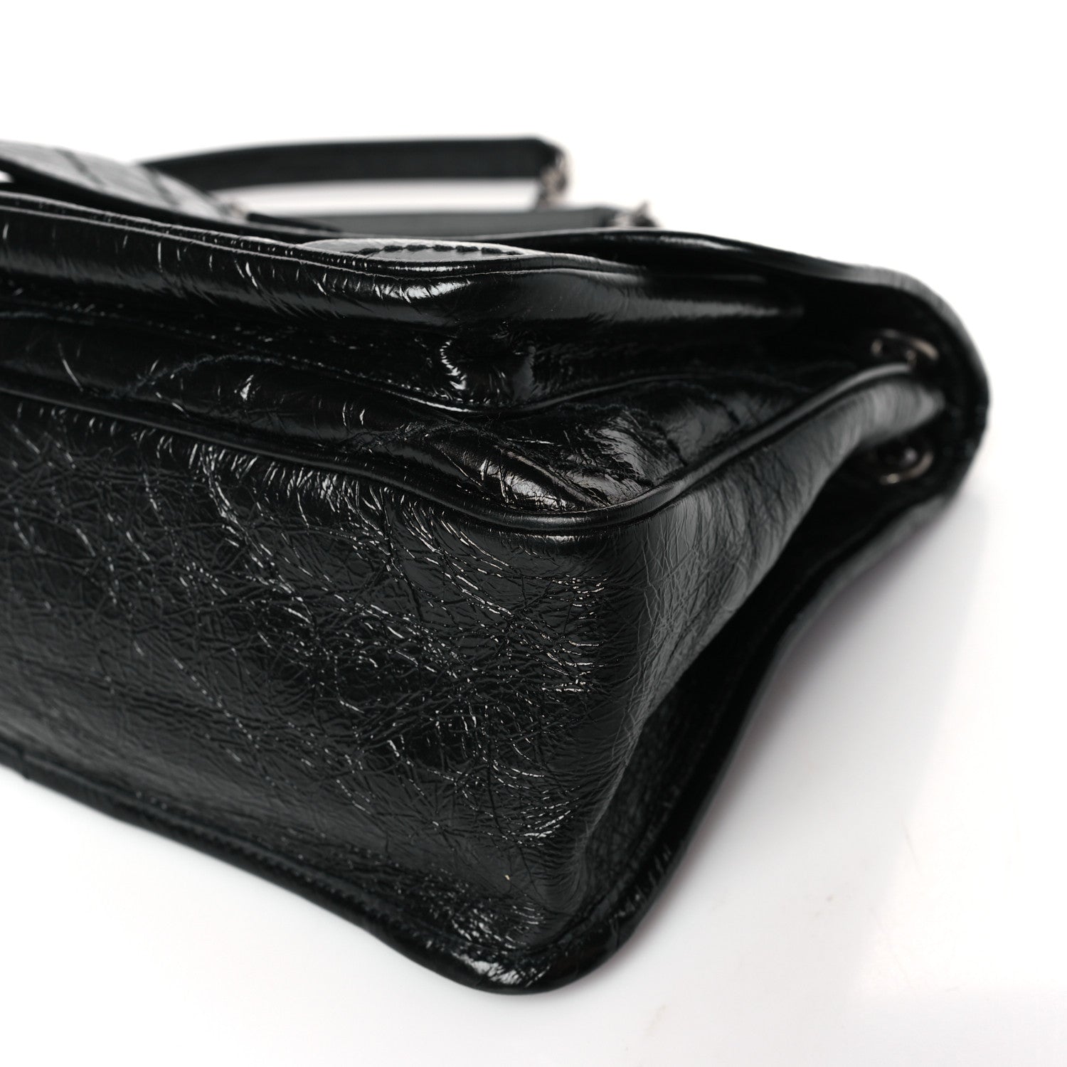 Saint Laurent Crinkled Calfskin Matelasse Monogram Medium Niki Chain Satchel Black 9 of 9