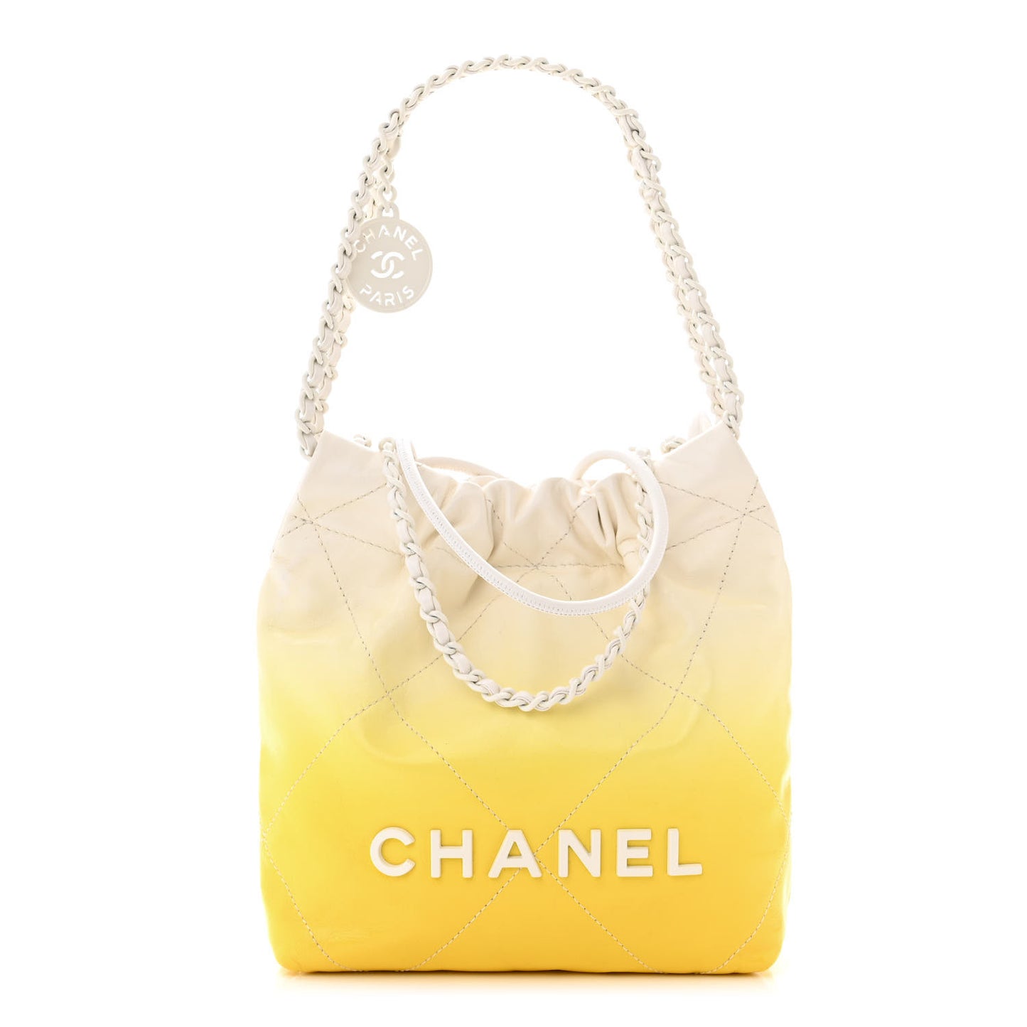 Patent Gradient Calfskin Quilted Mini Chanel 22 White Yellow