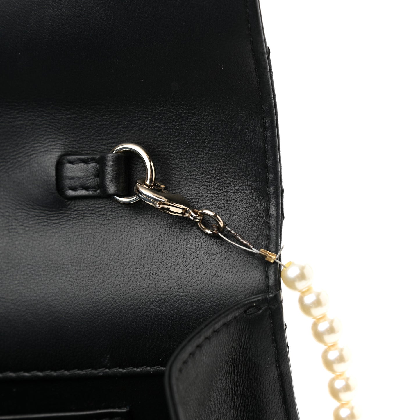 Lambskin Quilted Fantasy Pearl Flap Black