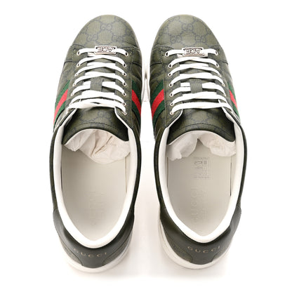 Gucci GG Supreme Monogram Web Mens New Ace Sneakers 10 Green 2 of 10