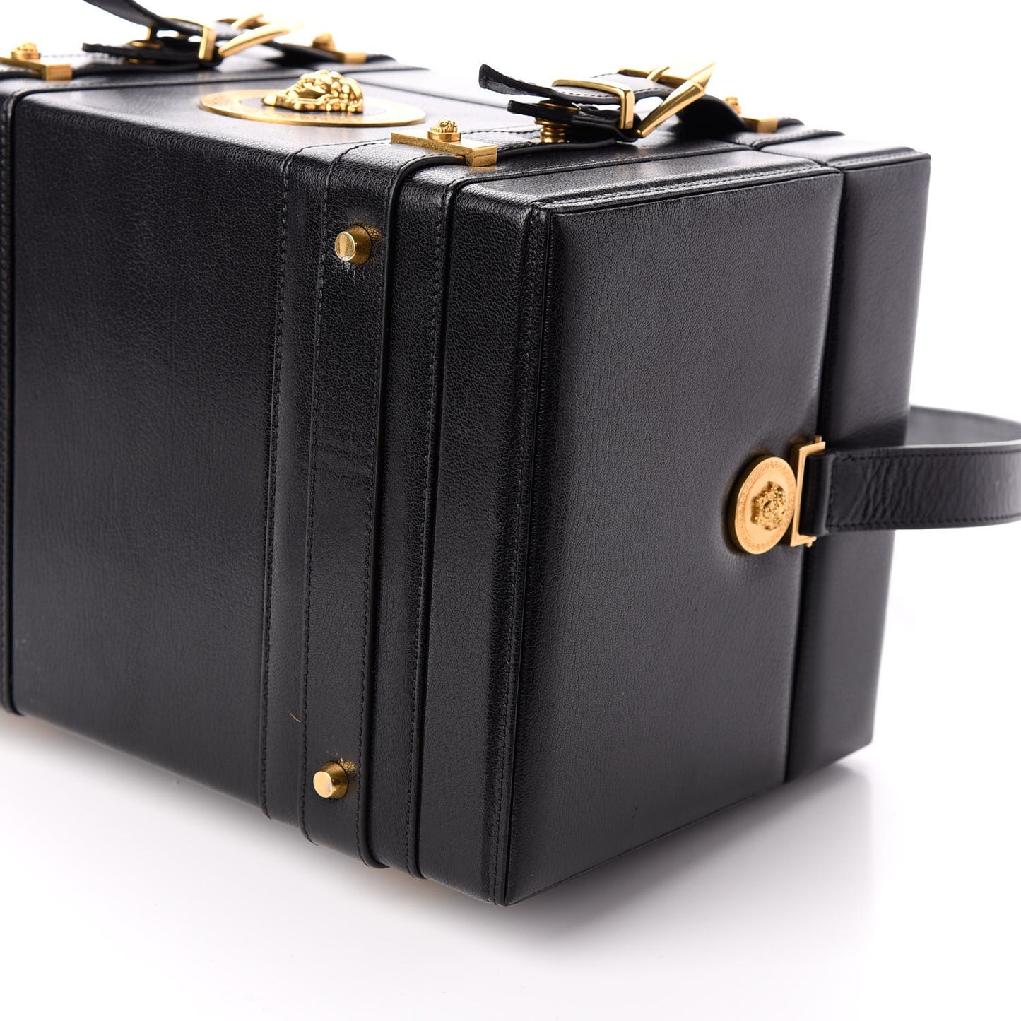 Calfskin Medusa Vanity Train Case Black