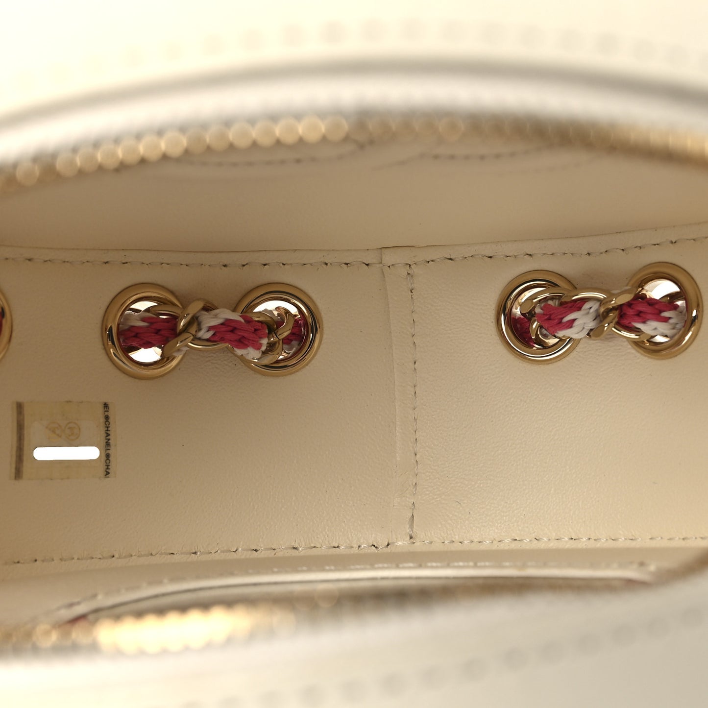 Lambskin Coco Lifesaver Round Bag Pink White