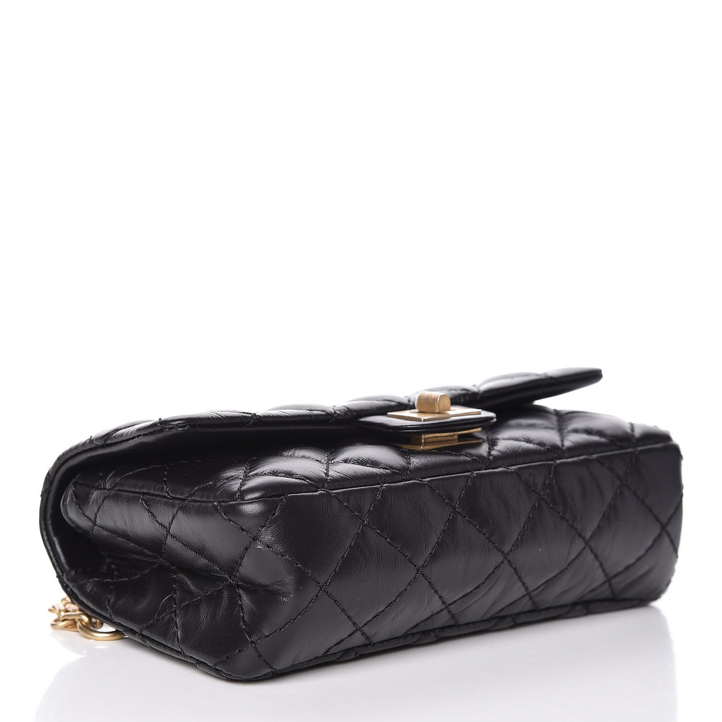 Aged Calfskin Quilted 2.55 Reissue Flap Belt Bag Clutch Black