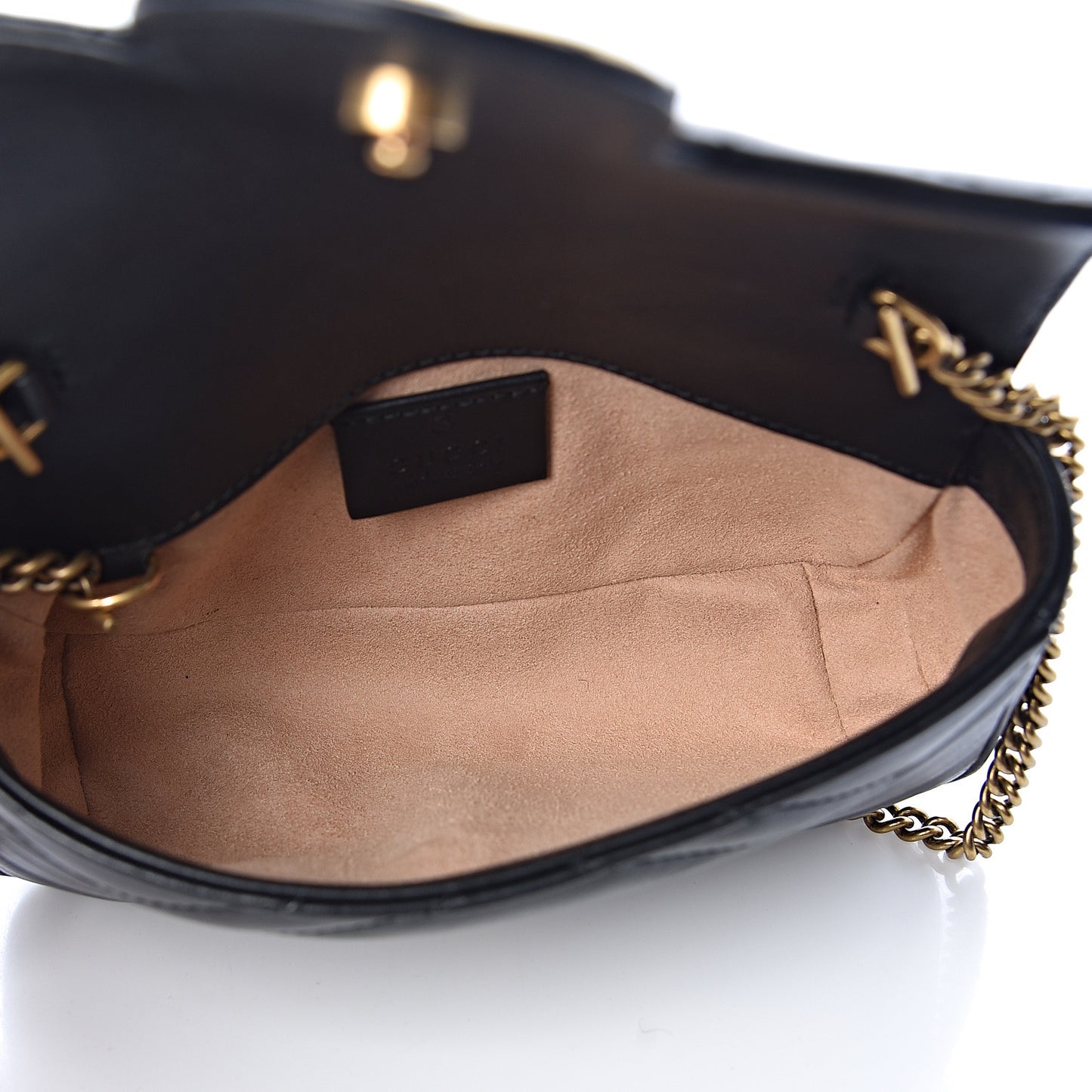 Calfskin Matelasse Super Mini GG Marmont Shoulder Bag Black