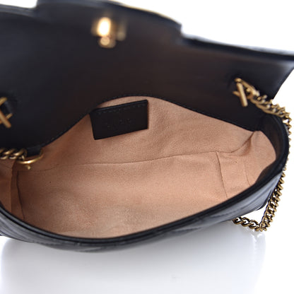 Gucci Calfskin Matelasse Super Mini GG Marmont Shoulder Bag Black 5 of 11