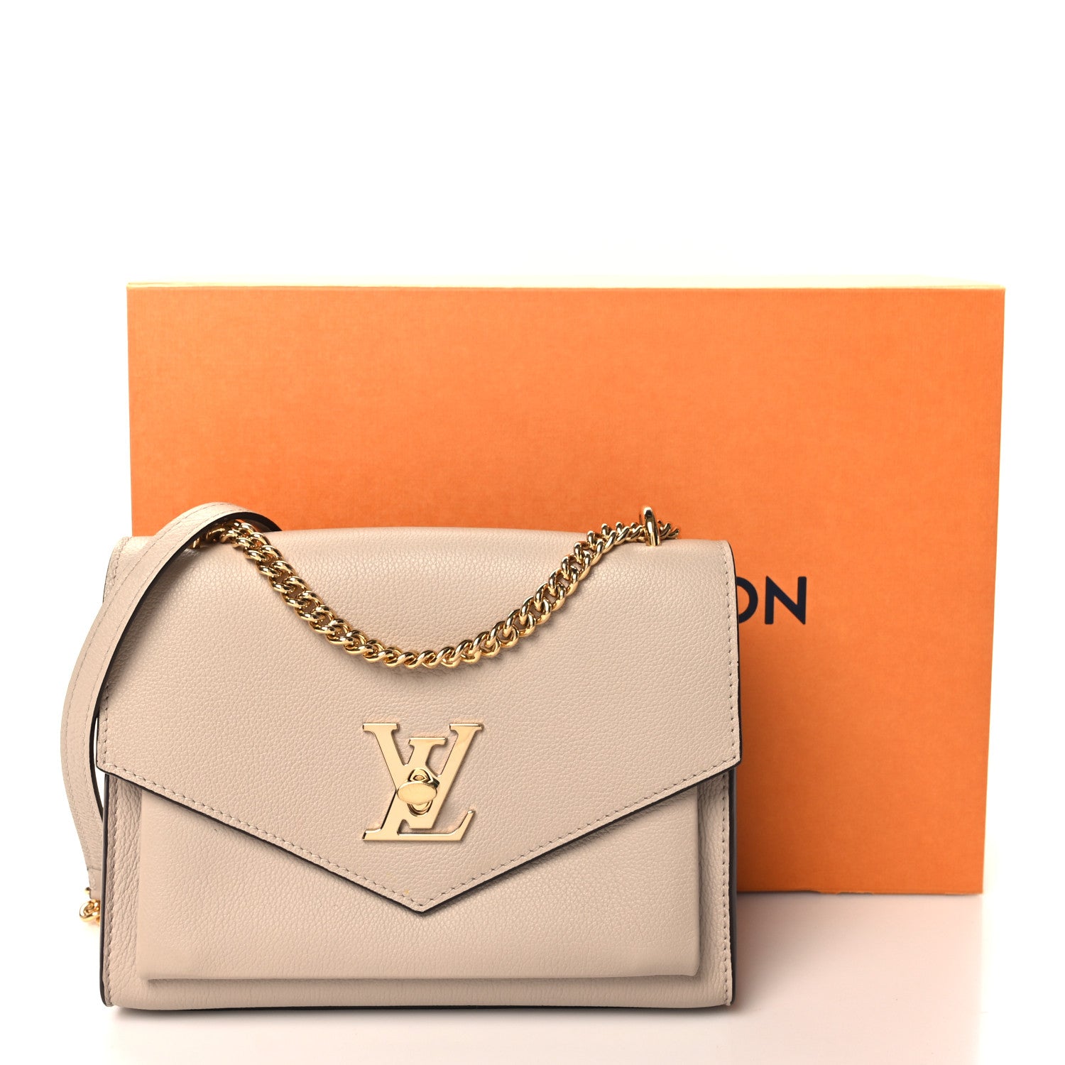 Louis Vuitton Soft Calfskin Mylockme Chain Bag BB Greige 10 of 10