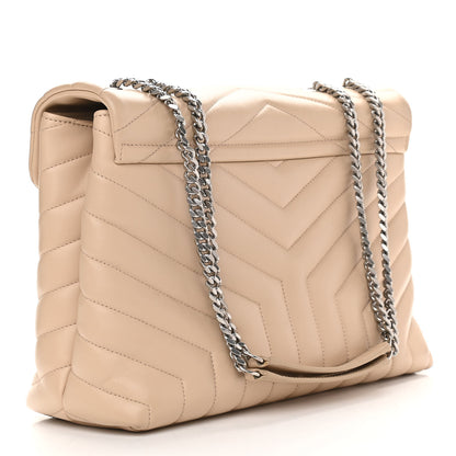 Saint Laurent Calfskin Y Quilted Monogram Medium Loulou Chain Satchel Nude Powder 2 of 11