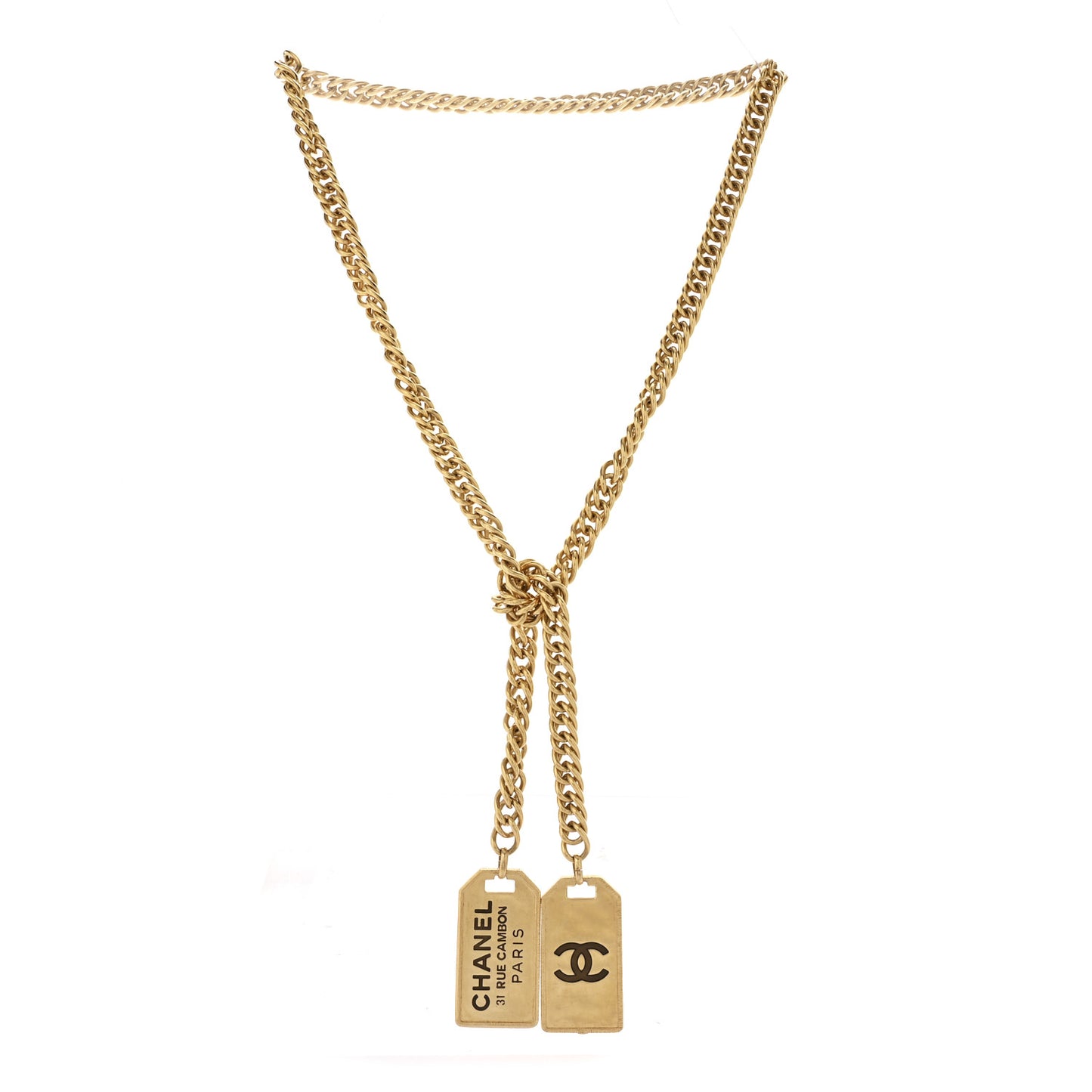 Metal ID Dog Tag Charm Necklace Gold