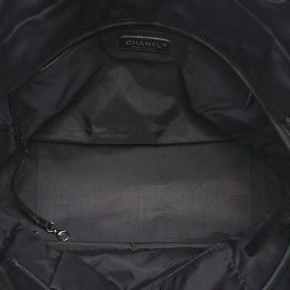 Chanel Coated Canvas Quilted Large Paris Biarritz Tote Black 5 of 10