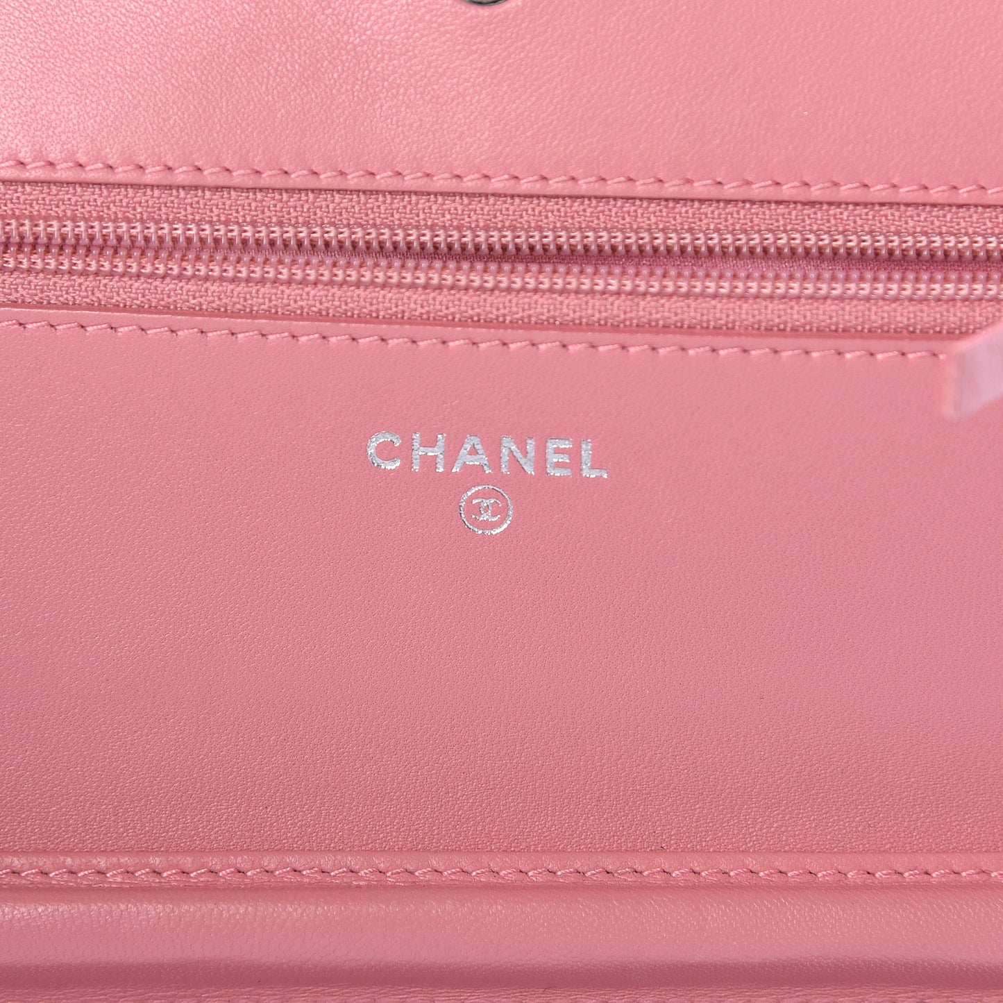 Lambskin Camellia Embossed Wallet On Chain WOC Pink