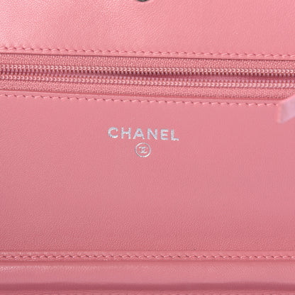 Chanel Lambskin Camellia Embossed Wallet On Chain WOC Pink 6 of 16