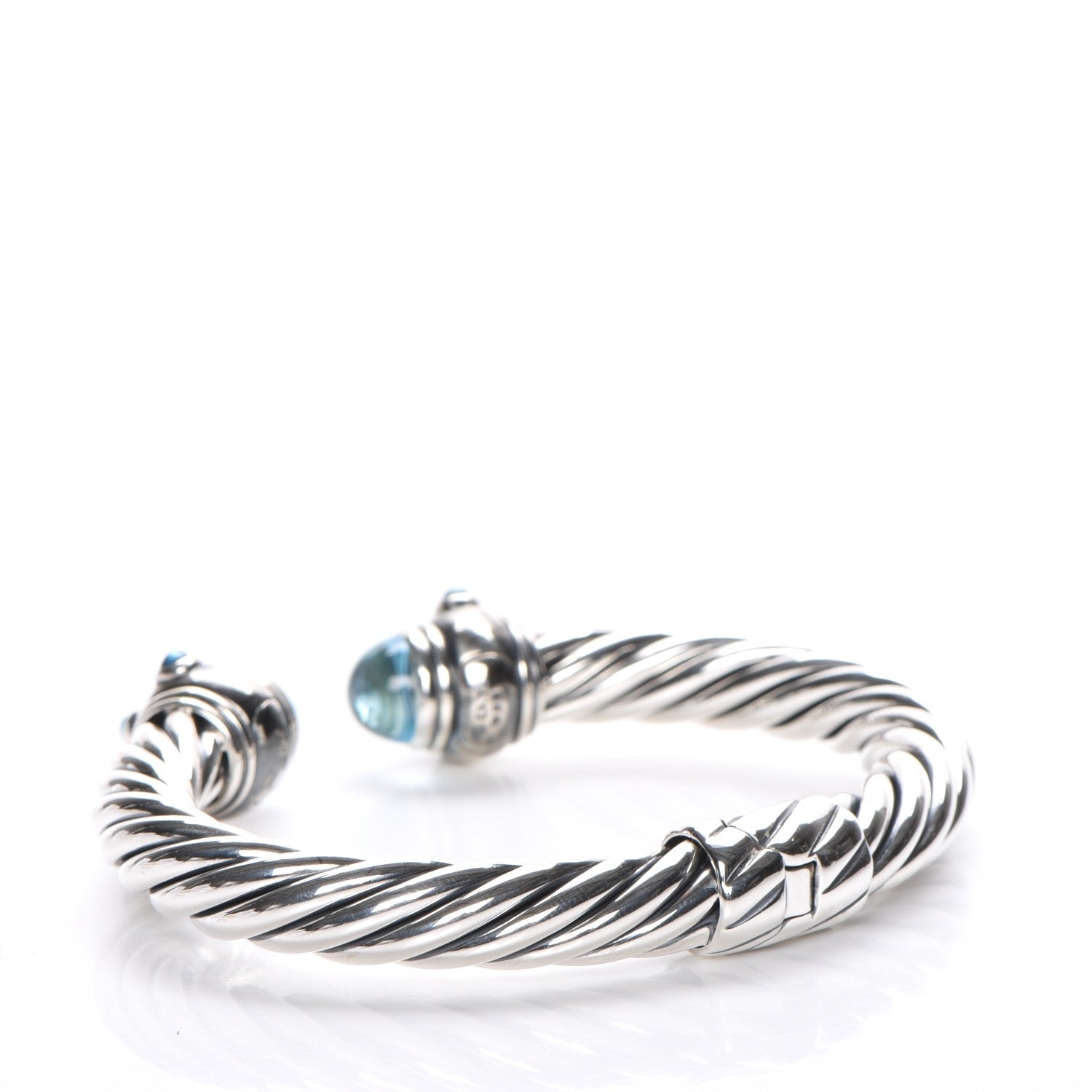 David Yurman Sterling Silver Blue Topaz 8.5mm Cable Renaissance Bracelet 3 of 6