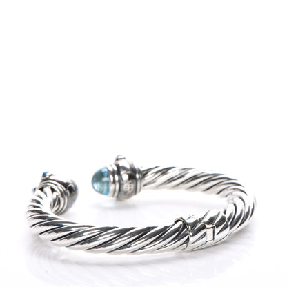 David Yurman Sterling Silver Blue Topaz 8.5mm Cable Renaissance Bracelet 3 of 6