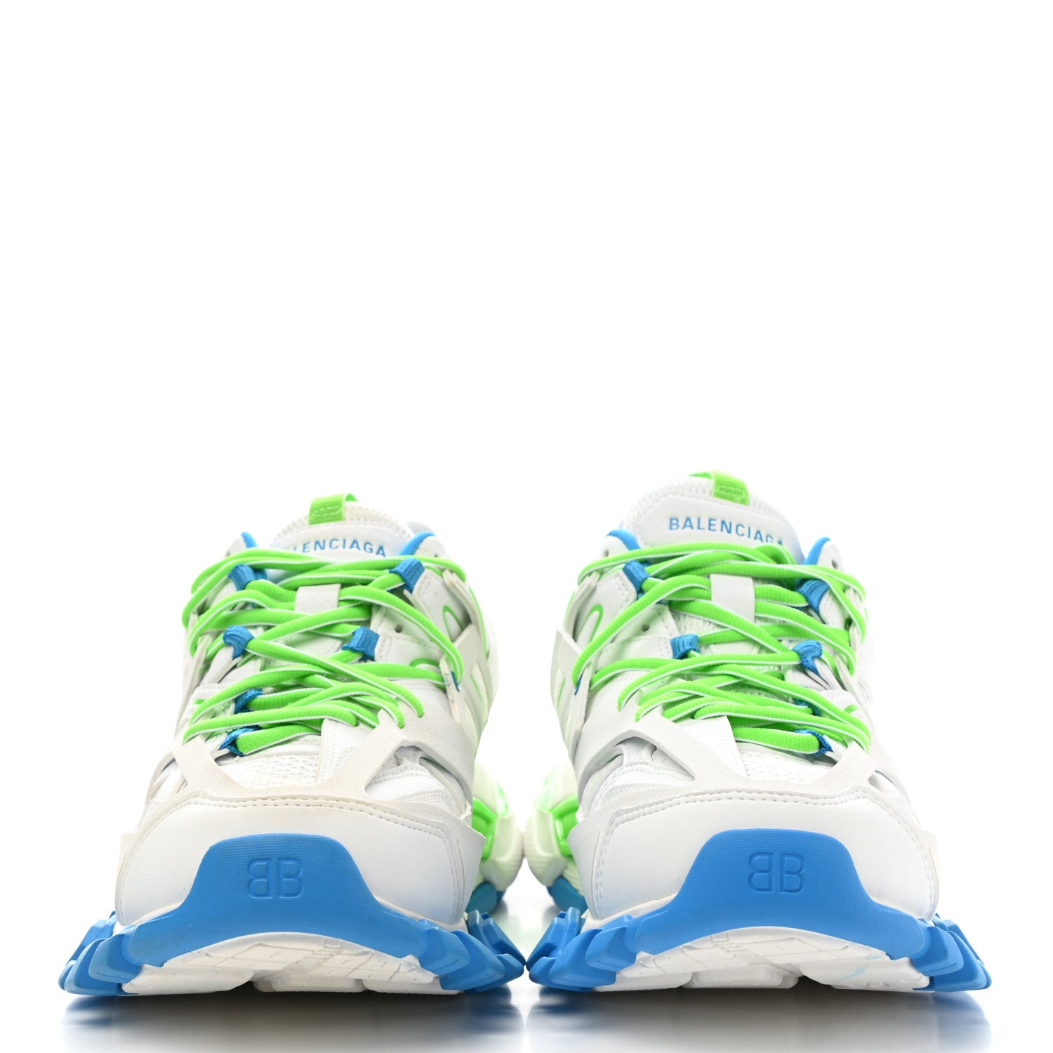 Balenciaga Mesh Nylon Mens Track Sneakers 41 White Green Blue 2 of 11