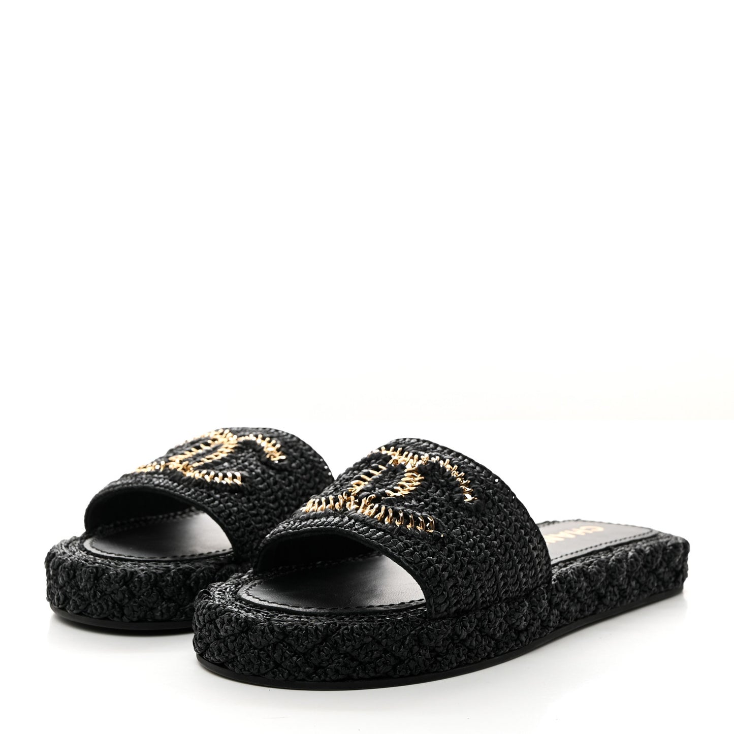 Raffia CC Espadrille Slip On Sandals 40 Black