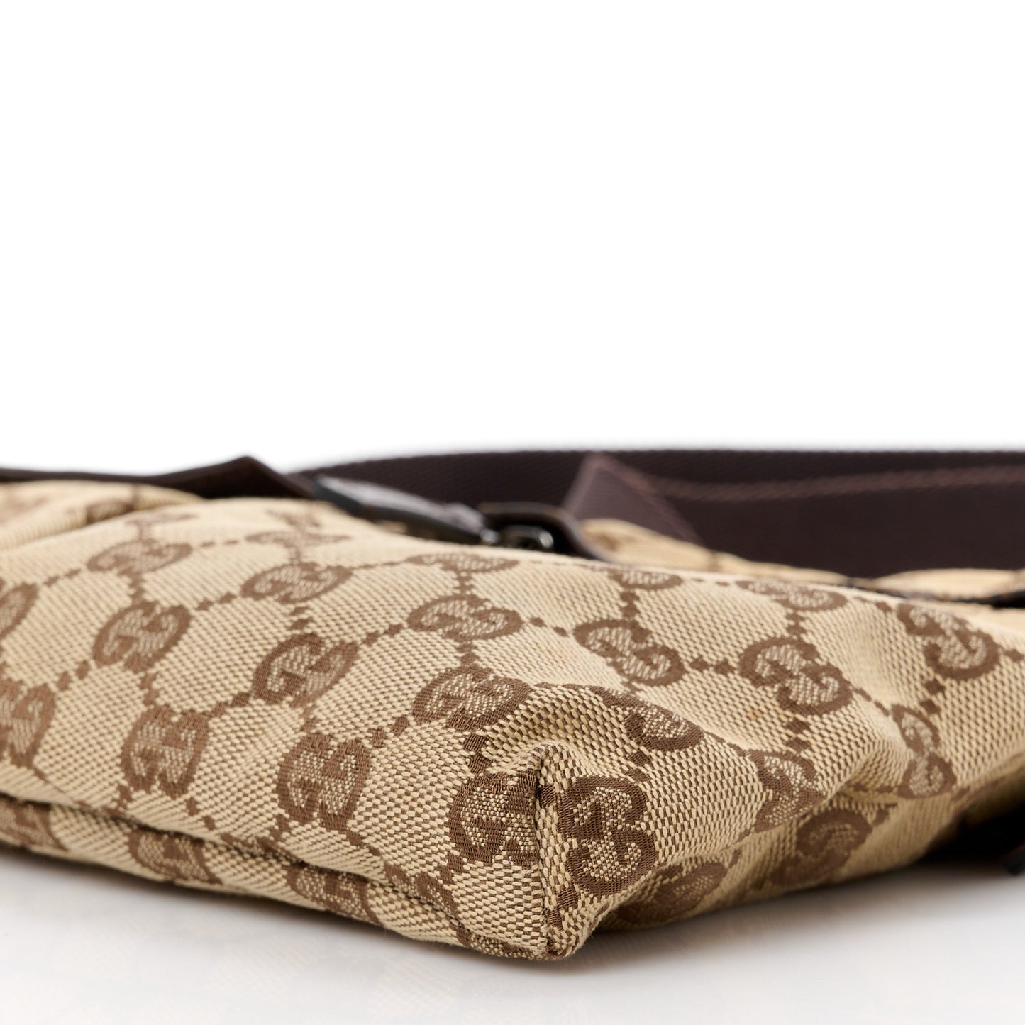 GG Monogram Web Double Pocket Belt Bag Dark Brown