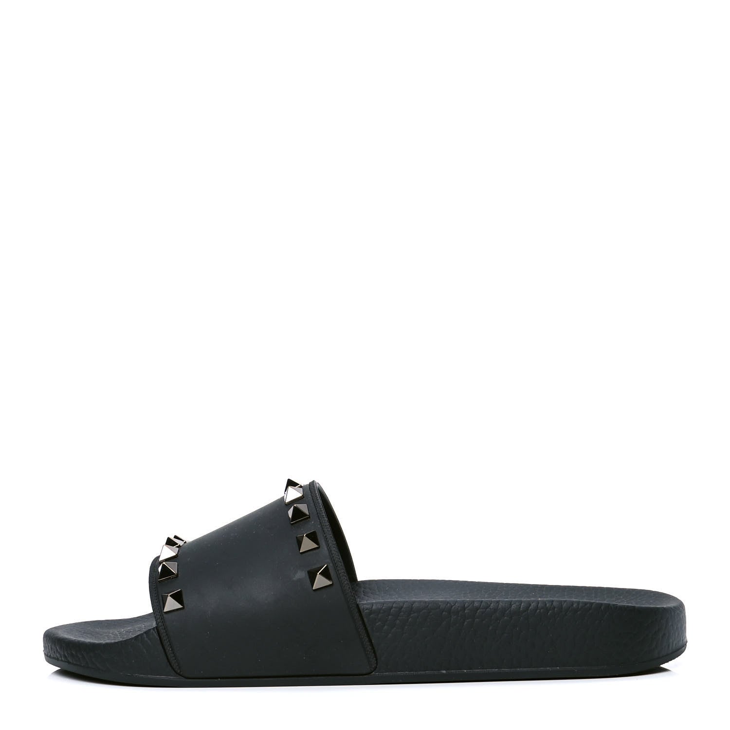 Valentino Garavani Rubber Rockstud Slide Sandals 39 Black 1 of 4