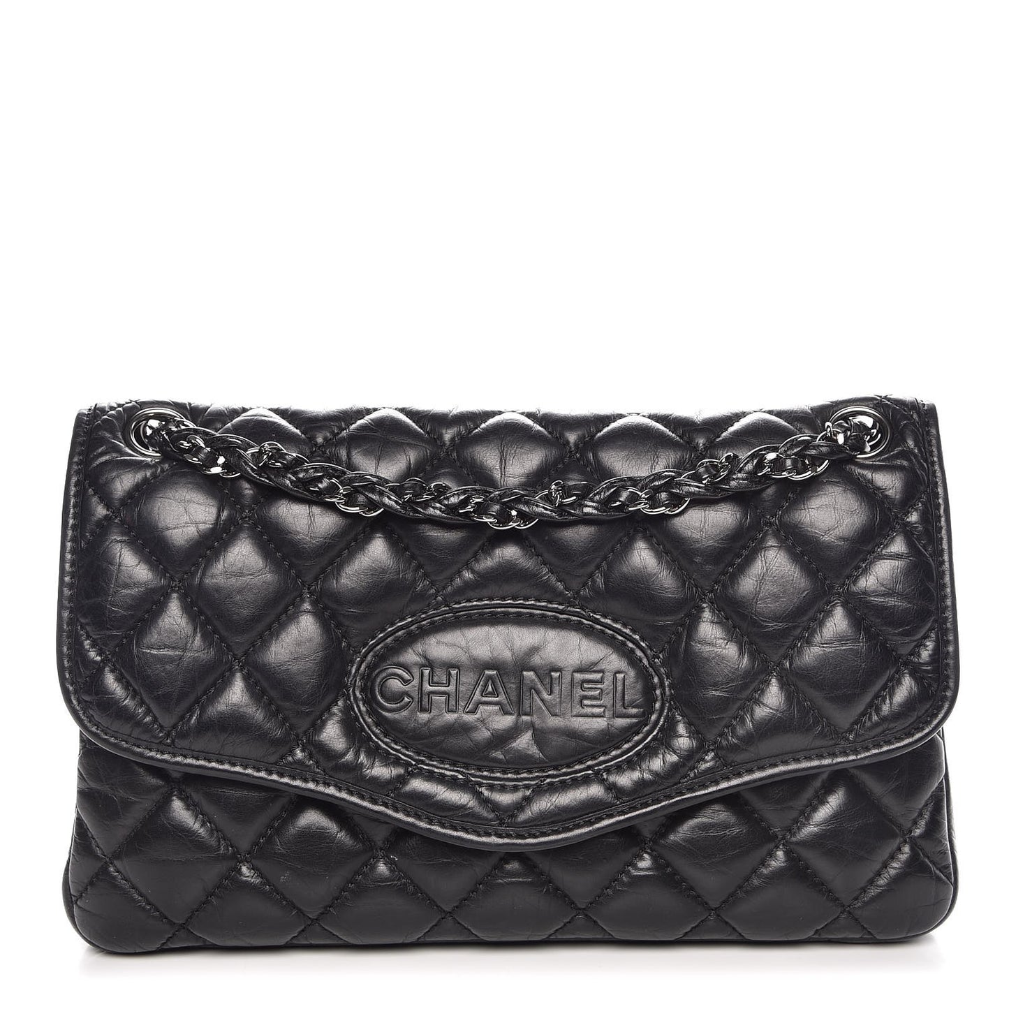 Aged Calfskin Vintage Ligne Flap Black