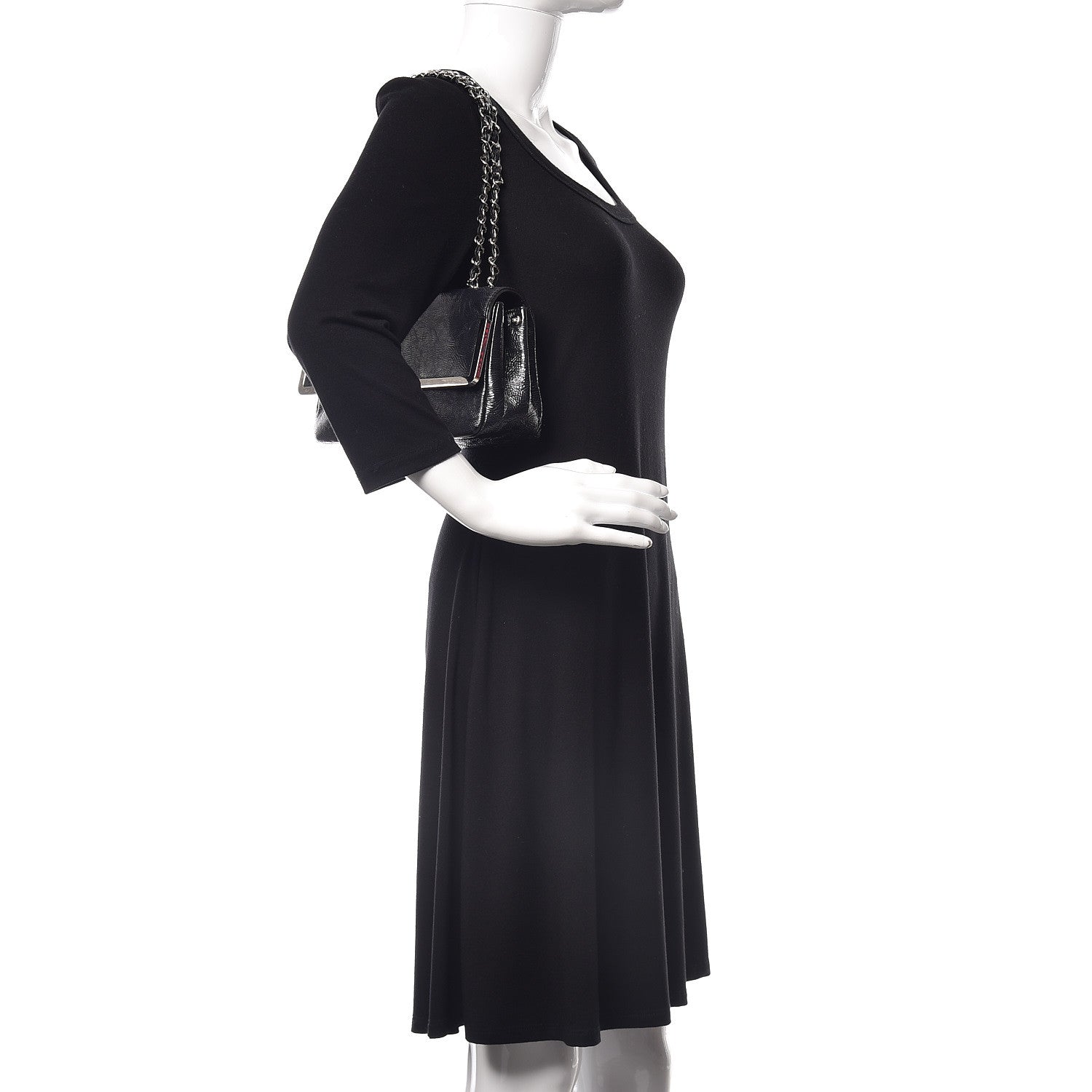 Chanel Distressed Patent Calfskin Small Frame Single Flap Black 2 of 9