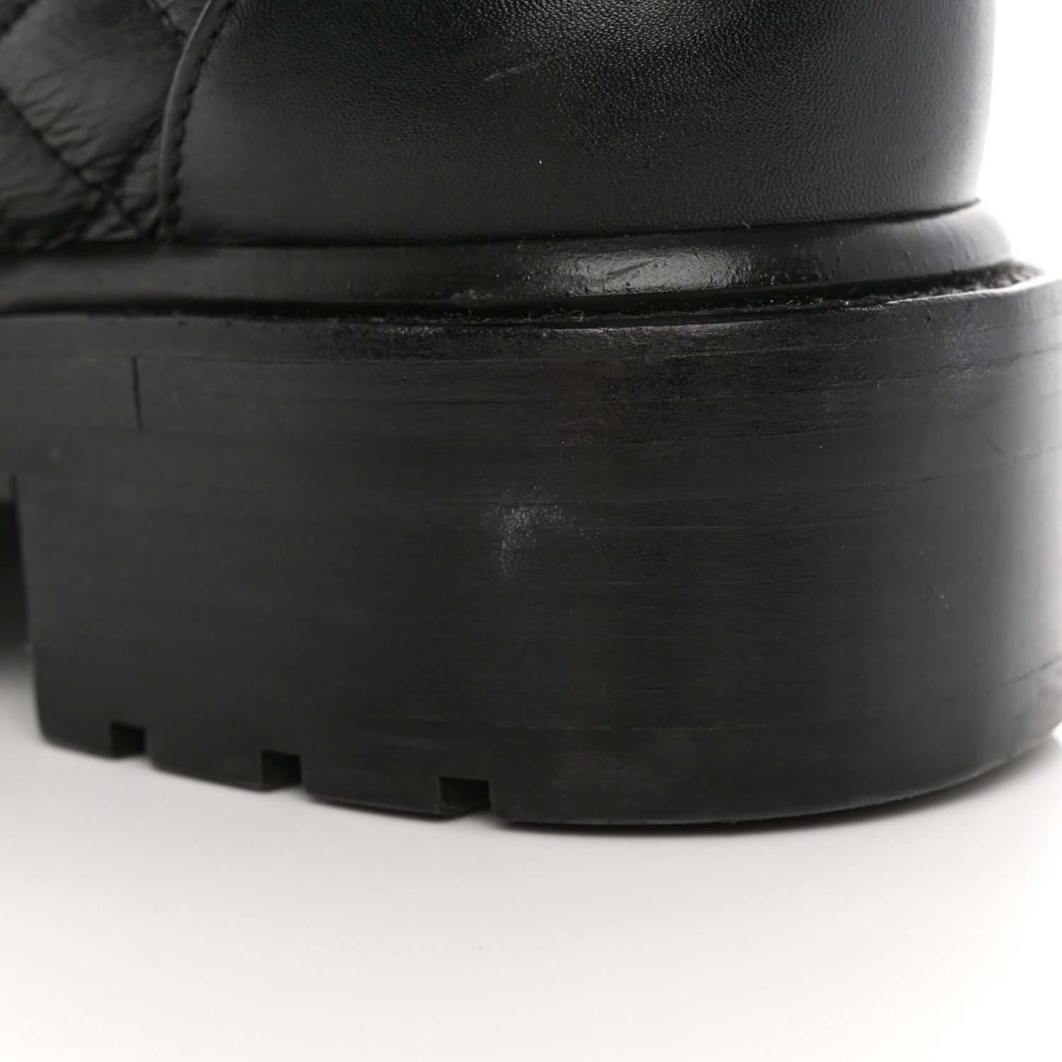 Chanel Shiny Calfskin Quilted Lace Up Combat Boots 35.5 Black 18 of 18