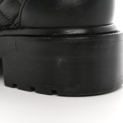 Chanel Shiny Calfskin Quilted Lace Up Combat Boots 35.5 Black 18 of 18