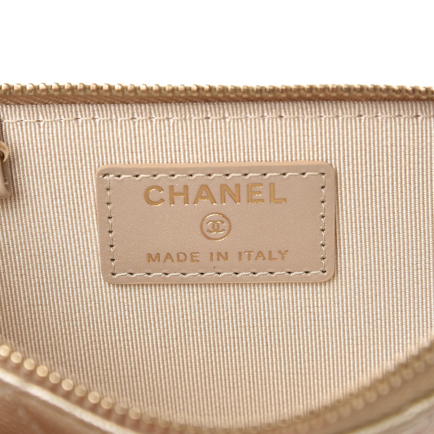 Metallic Caviar Quilted Key Holder Case Light Gold