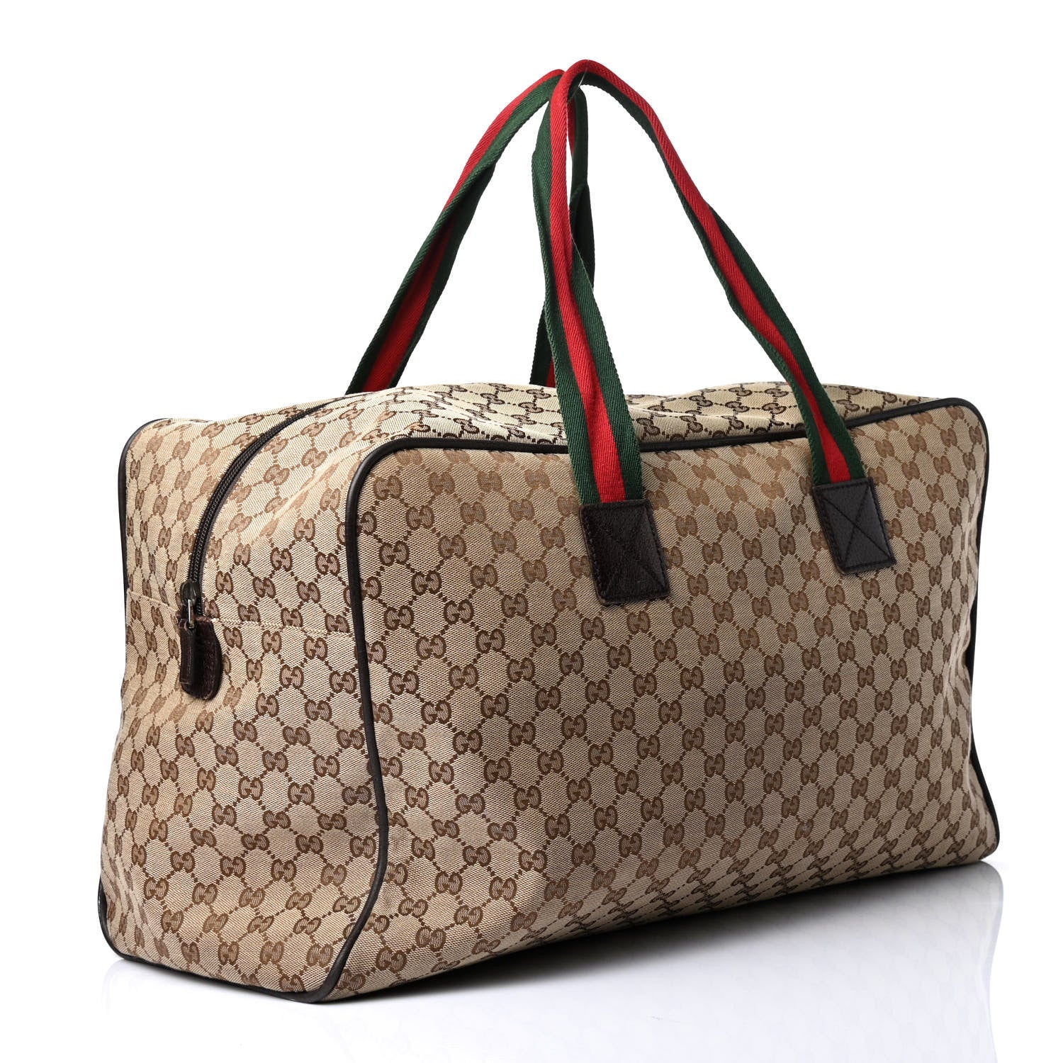 Gucci GG Monogram Web Large Collapsible Carry On Duffle Beige Brown 2 of 4