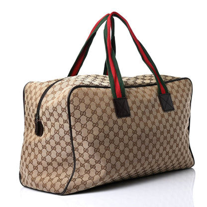 Gucci GG Monogram Web Large Collapsible Carry On Duffle Beige Brown 2 of 4
