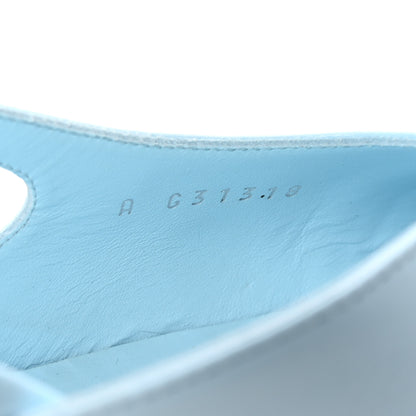 Chanel Lambskin Grosgrain Cap Toe CC Slingback Pumps 38 Light Blue Black 9 of 10