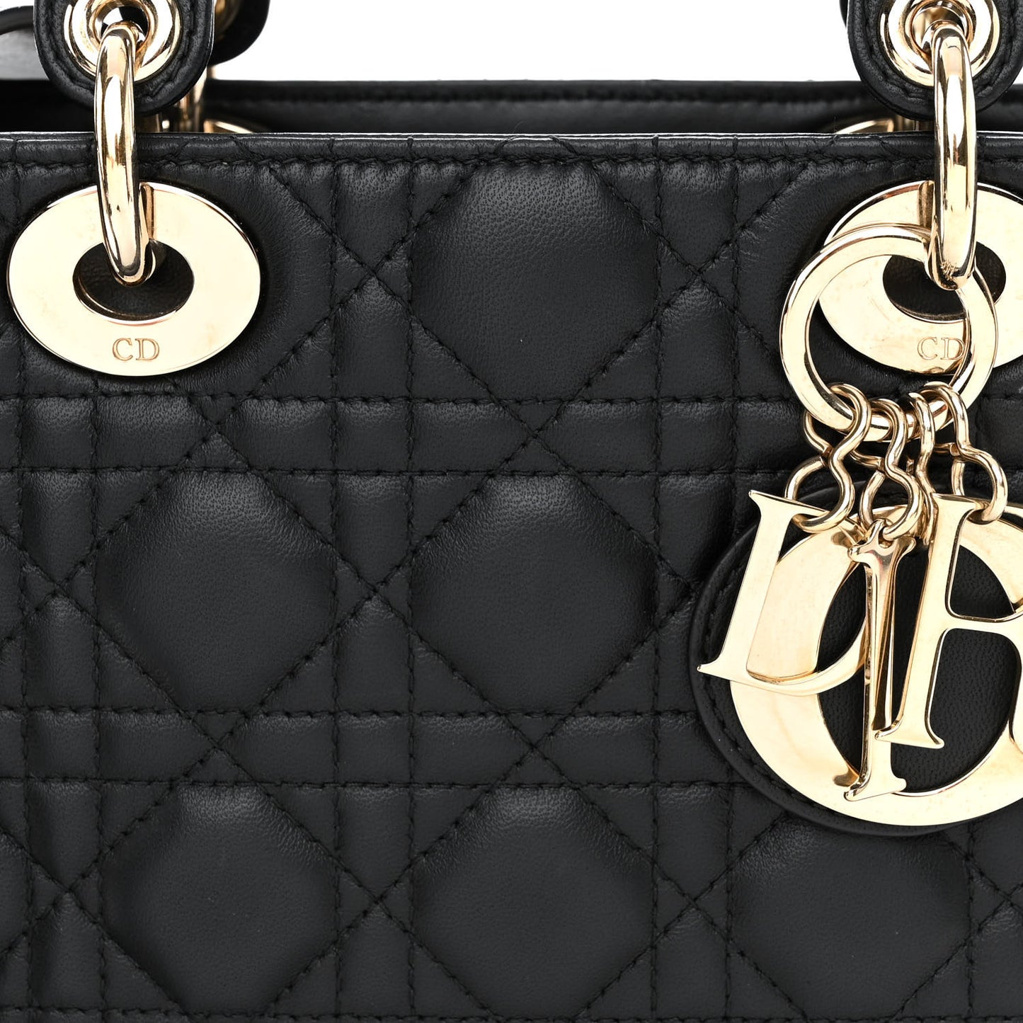 CHRISTIAN DIOR Lambskin Cannage Small My ABCDior Lady Dior Black