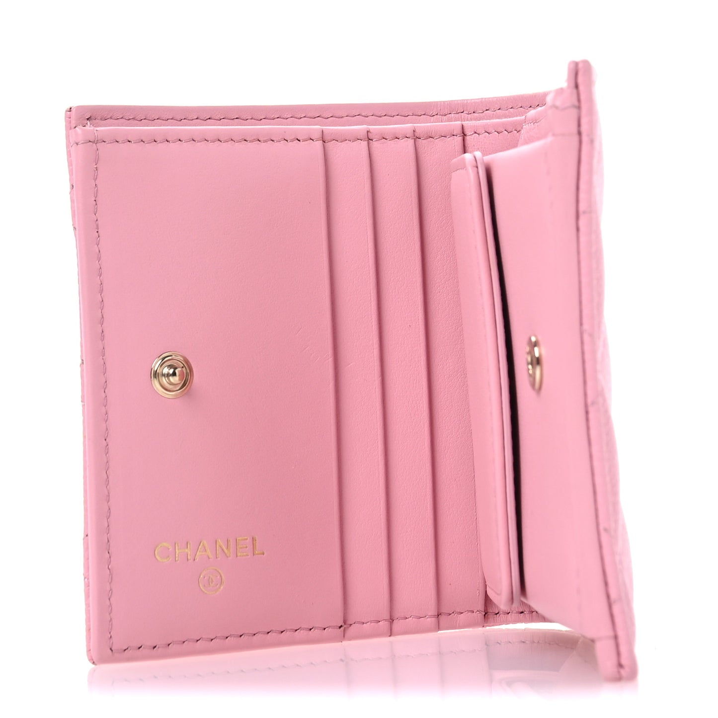 Caviar Quilted Multi Chain CC Compact Bifold Wallet Pink