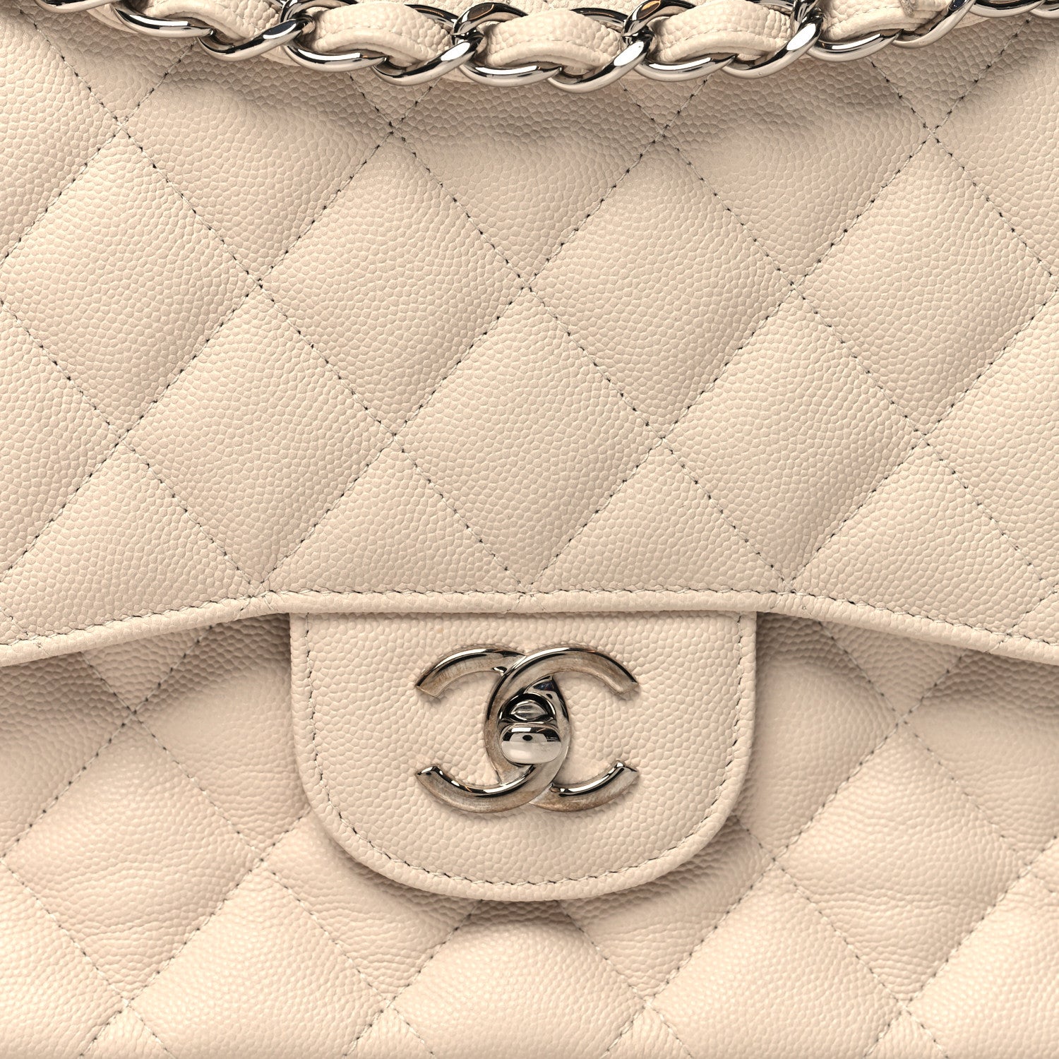Chanel Caviar Quilted Jumbo Double Flap Light Beige 8 of 13