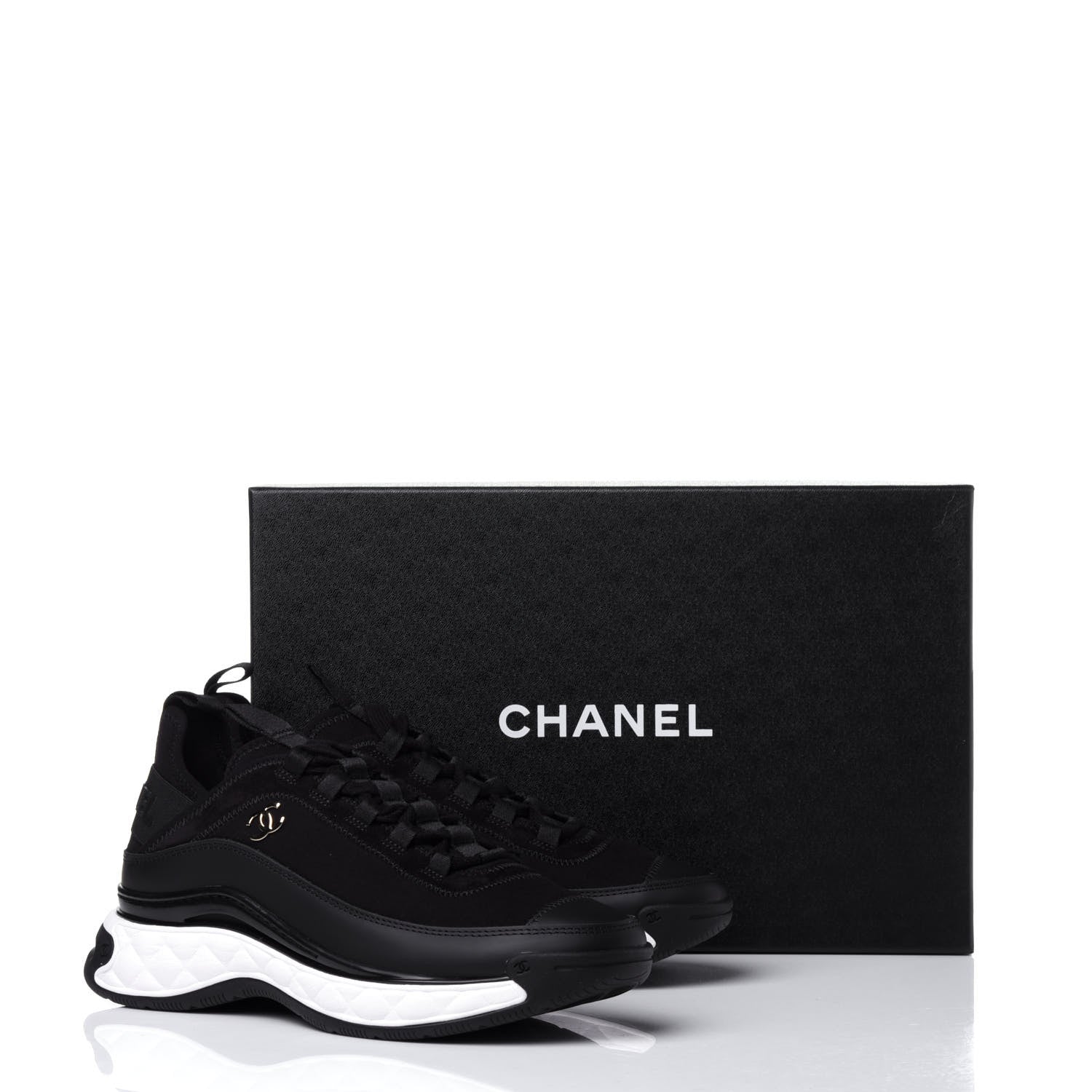 Chanel Velvet Calfskin Mixed Fibers CC Sneakers 37 Black 12 of 12
