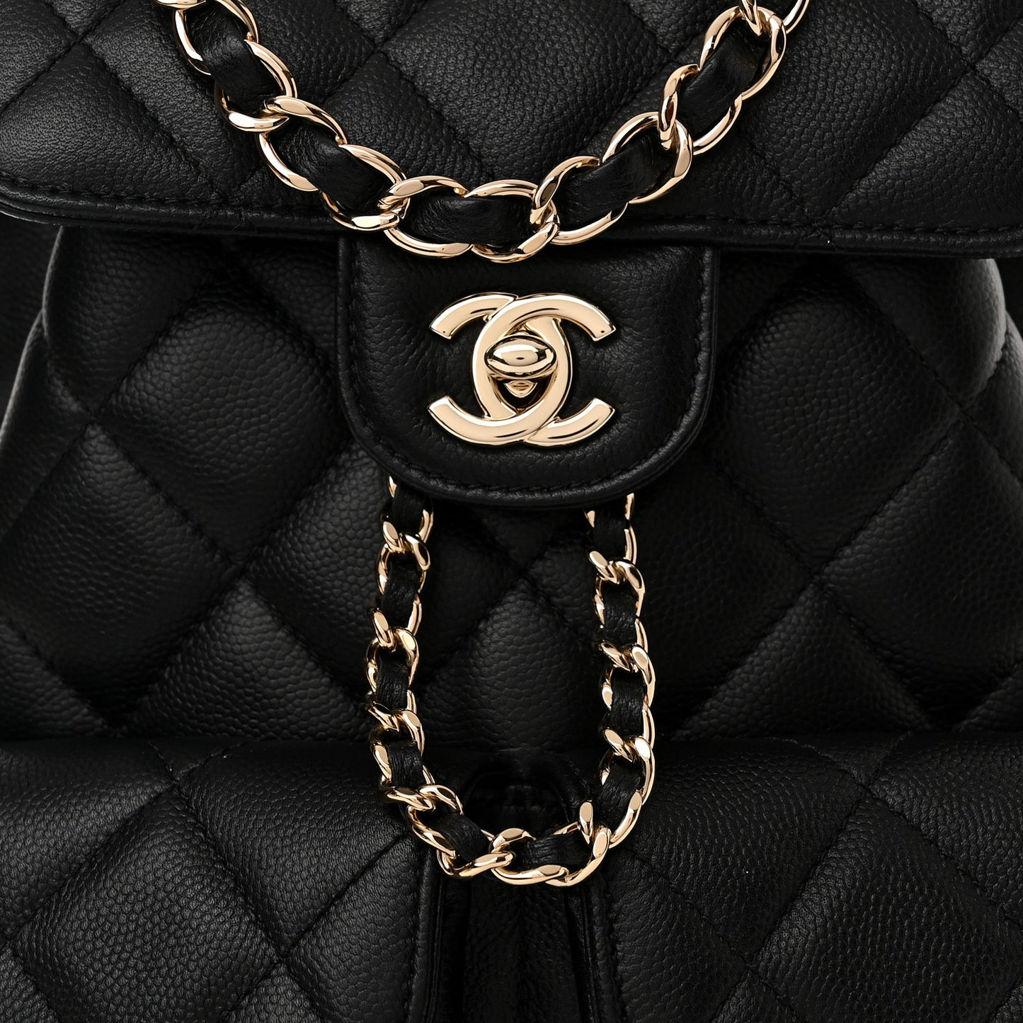 Caviar Quilted Pockets Backpack Black