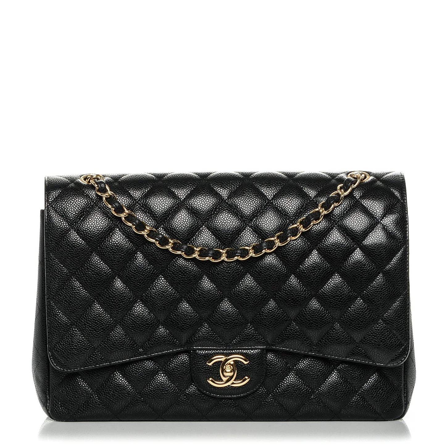 Caviar Quilted Maxi Double Flap Black