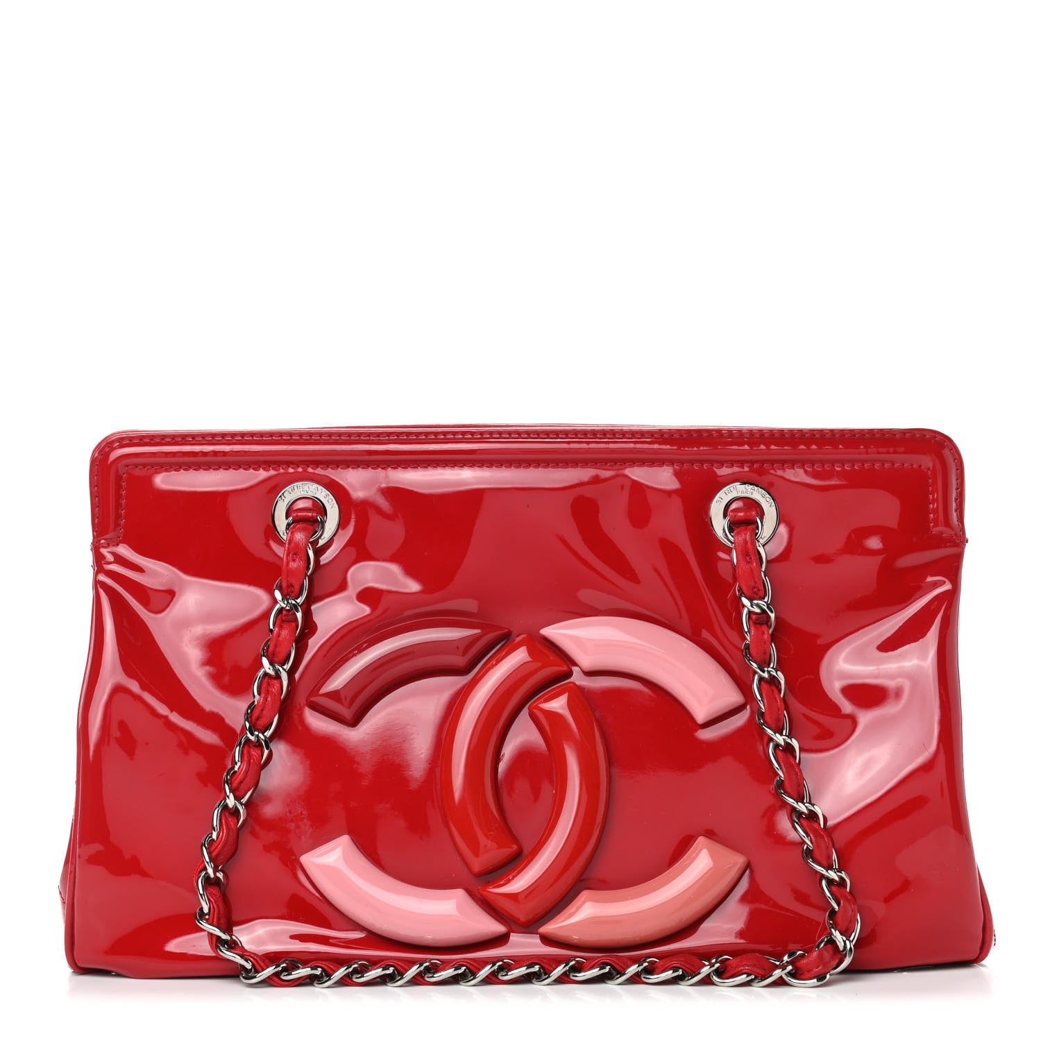 Chanel Vinyl Lipstick Ligne Tote Red 1 of 4