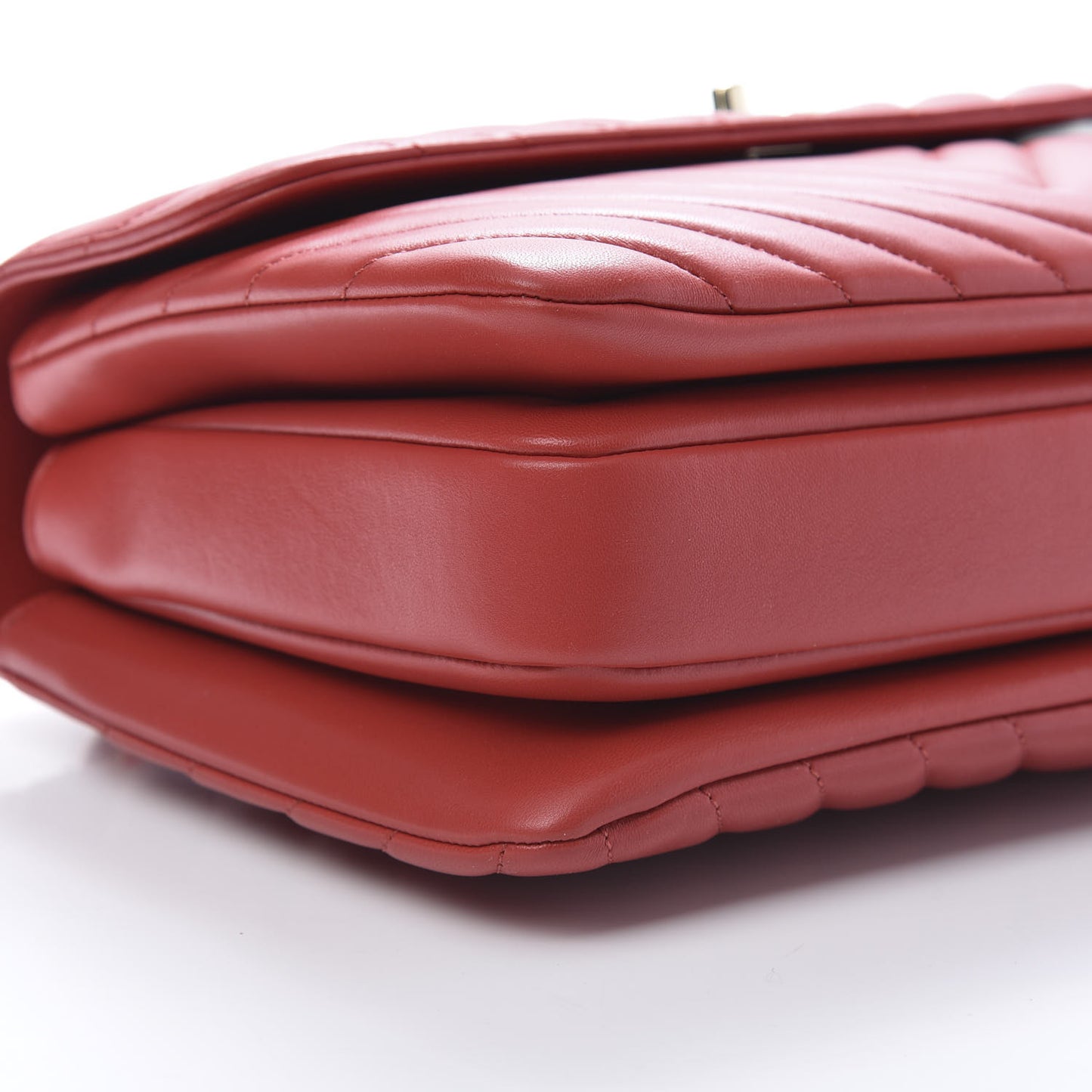 Lambskin Chevron Quilted Medium Trendy CC Dual Handle Flap Bag Red