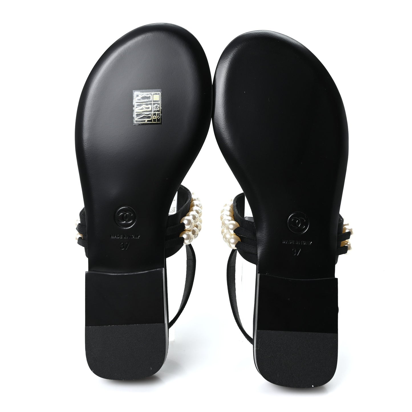 Grosgrain Pearl CC Sandals 37 Black